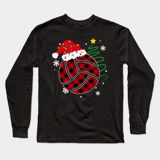 Buffalo Red Plaid Volleyball Christmas Sport Xmas Pajama Long Sleeve T-Shirt